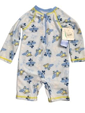 Disney Light Blue Mickey & Friends Surf Print One-Piece